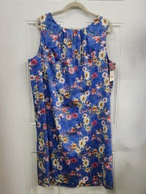 New Talbots Blue Floral Tank Dress - Size 20W